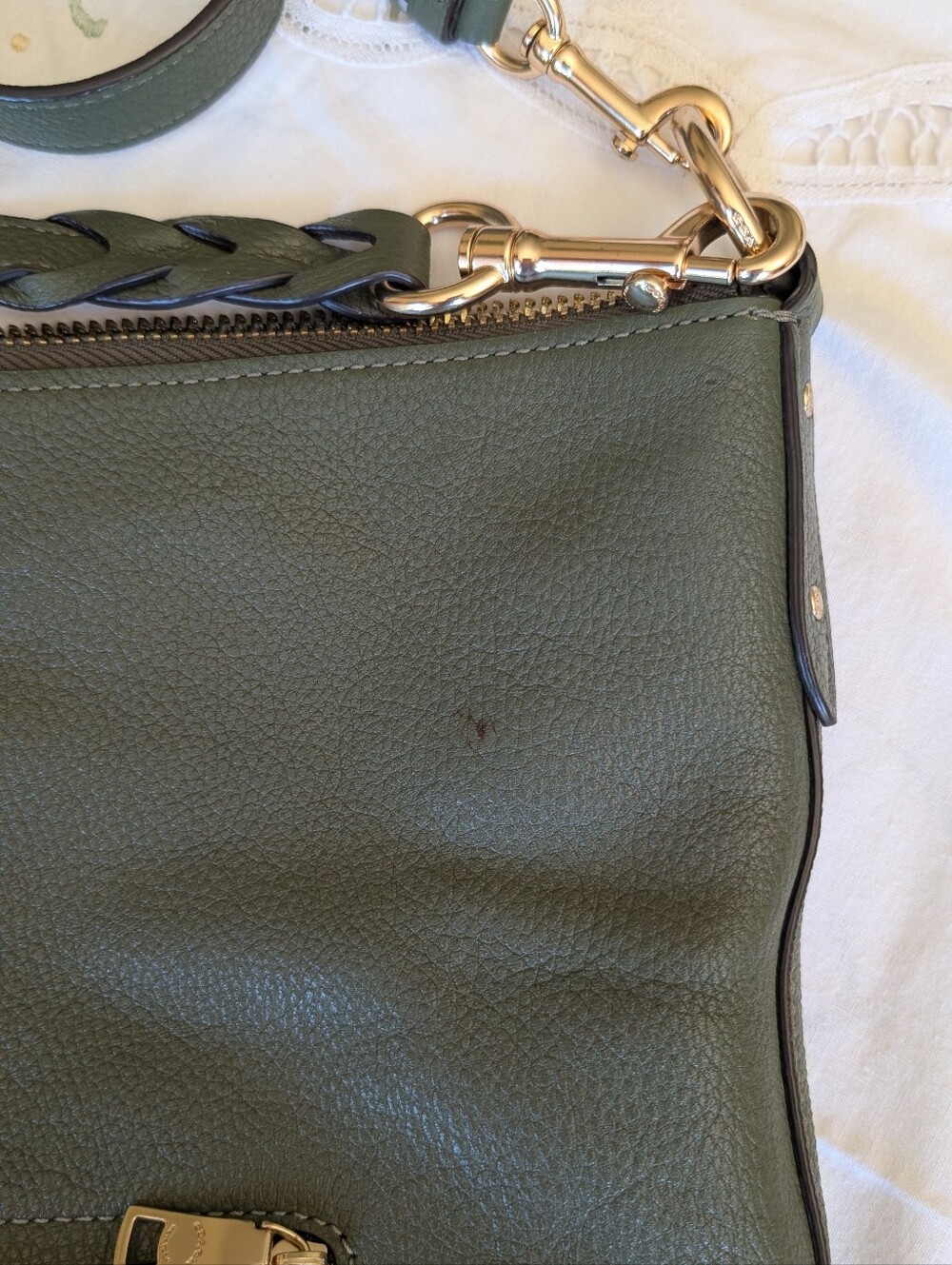 Coach Olive Green Pebbled Leather Shoulder Bag with Gold Hardware - Picture 4 of 4